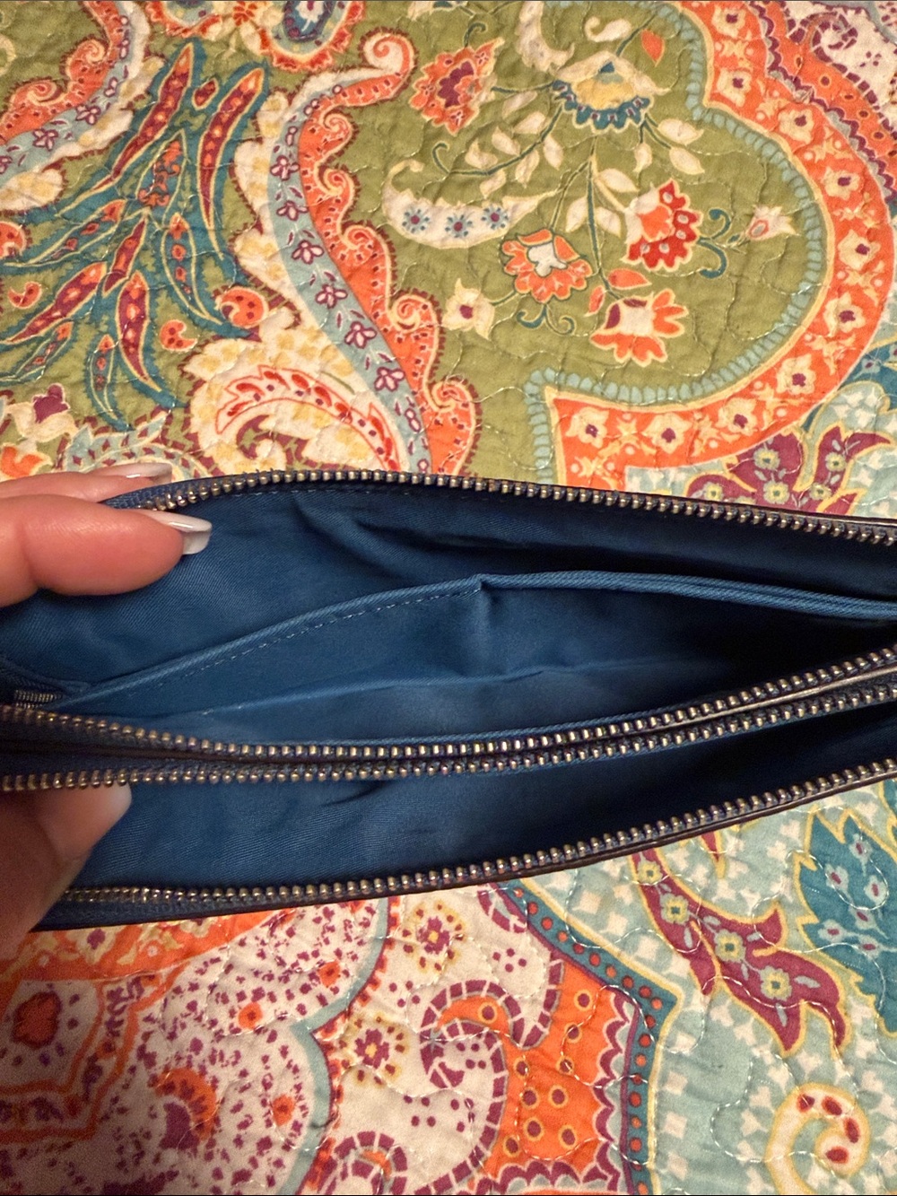 Coach Blue Pebbled Leather Wristlet Clutch - Picture 4 of 6